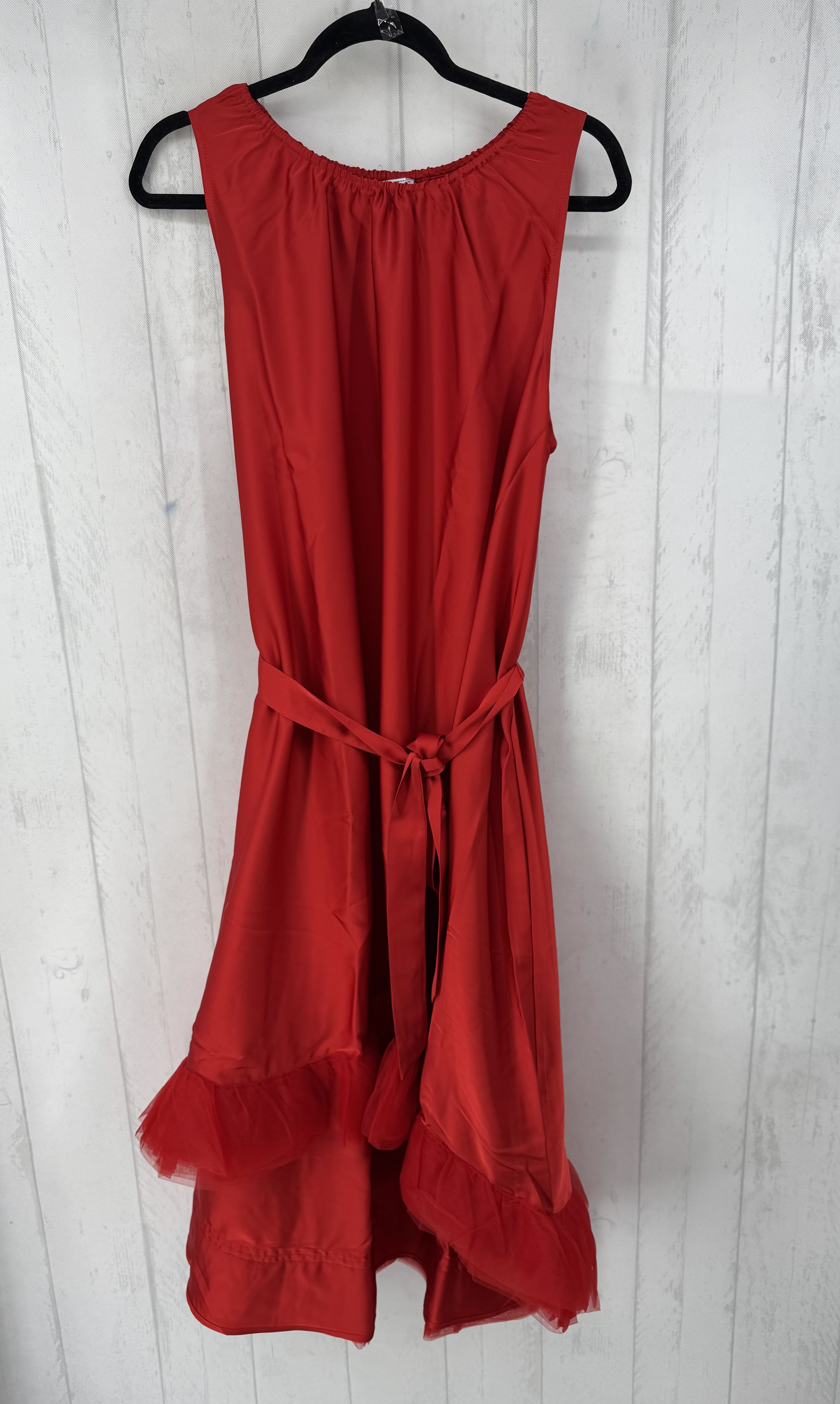 XL slvls ruffle hem hi-low dress w/ belt