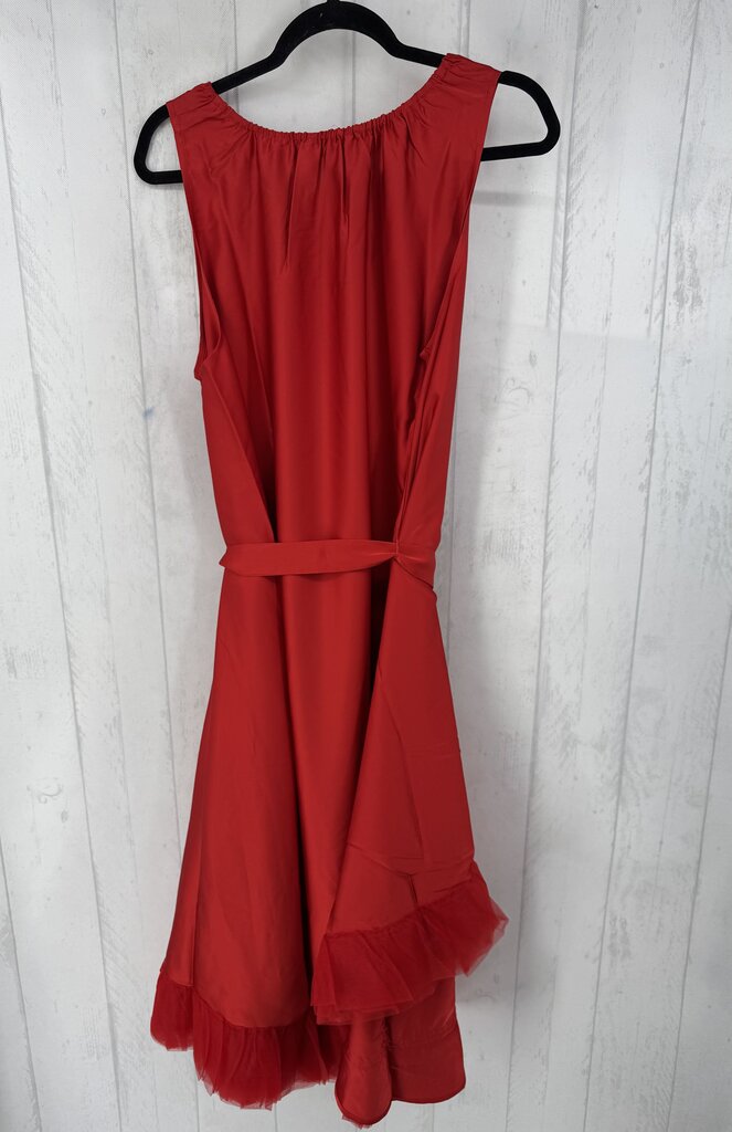 XL slvls ruffle hem hi-low dress w/ belt