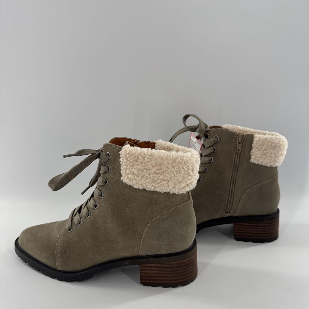 7.5 faux shearling suede booties