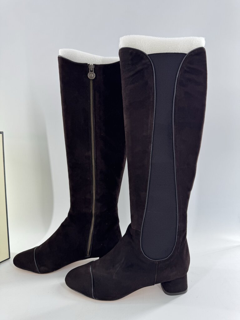 7 tall suede round toe boots