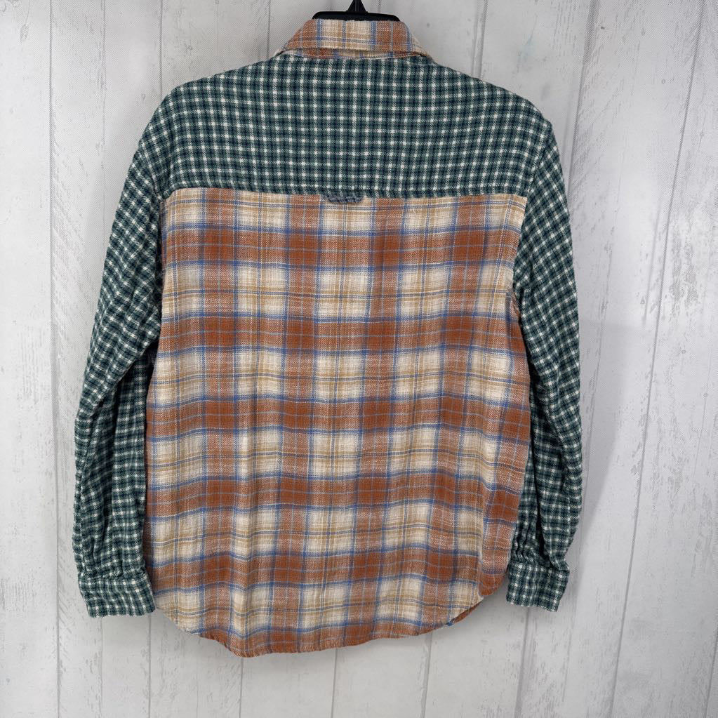 S l/s color block plaid button shirt