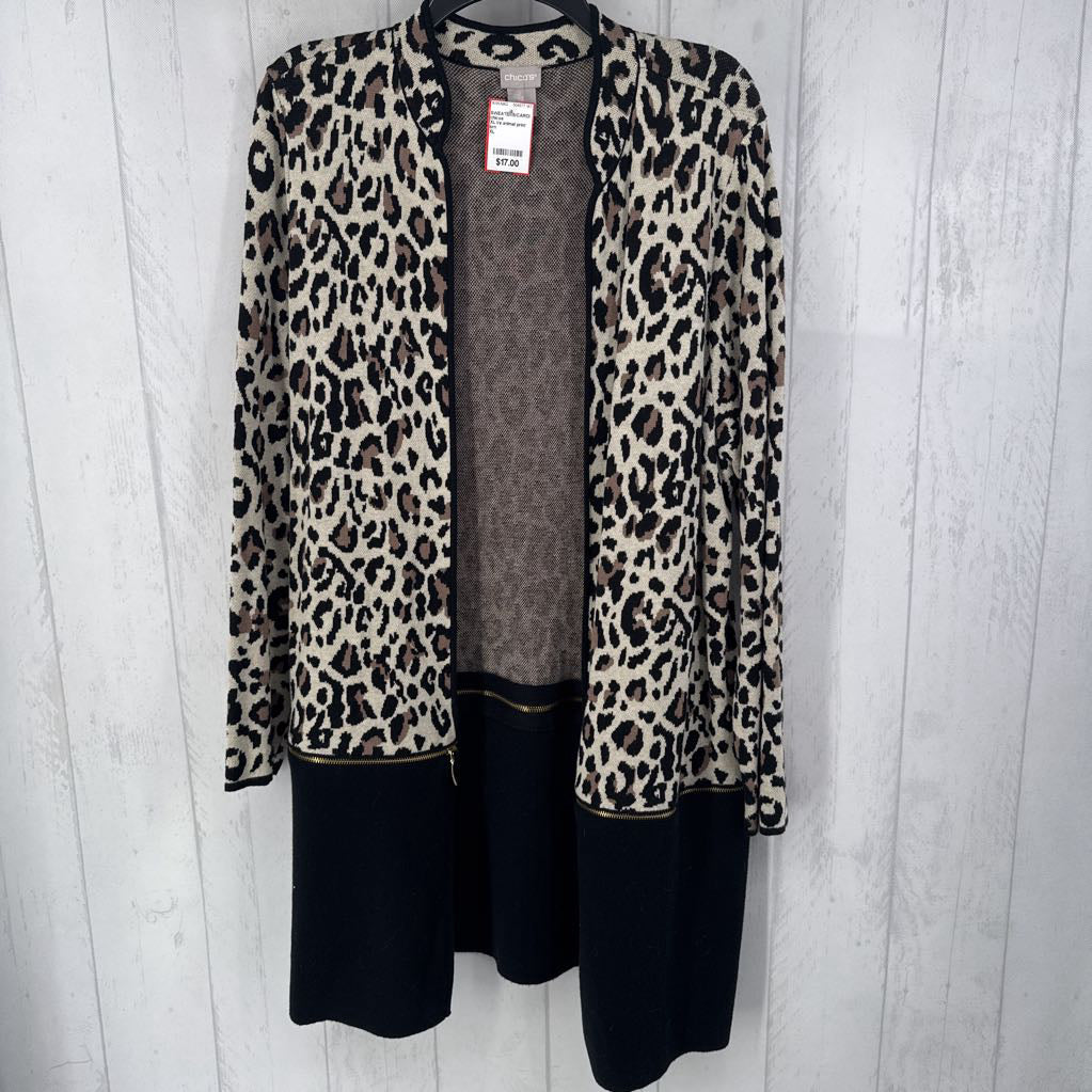 XL l/s animal print open cardigan