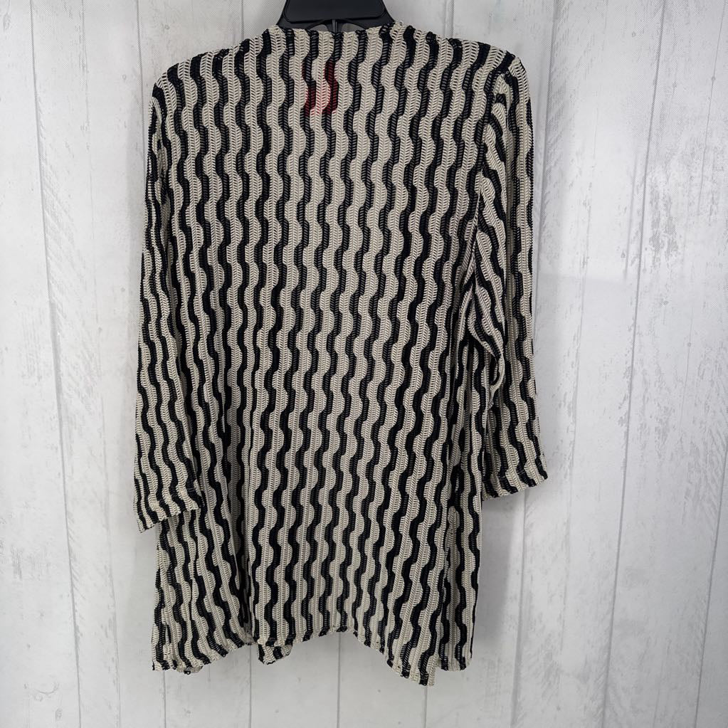 XL 3/4 slv wavy pattern open cardigan