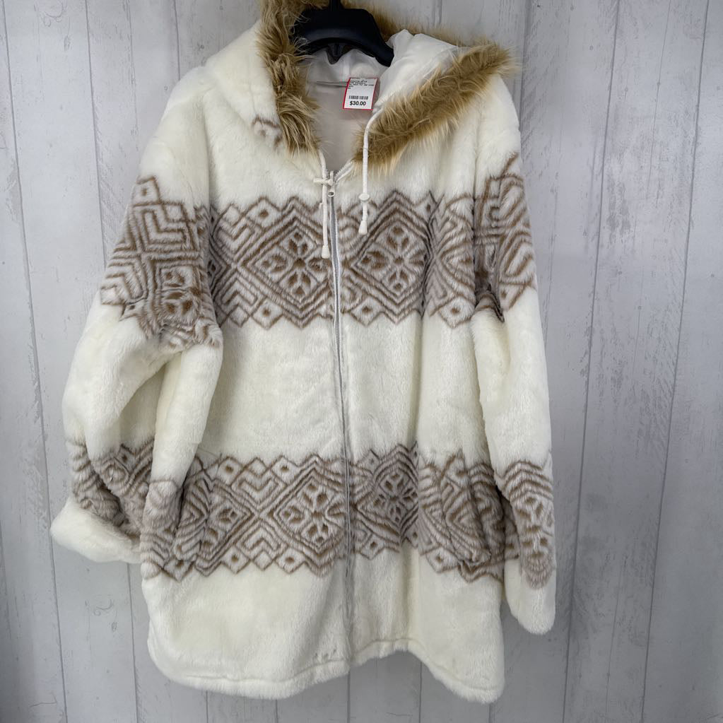 2x faux fur zip coat w/ hood
