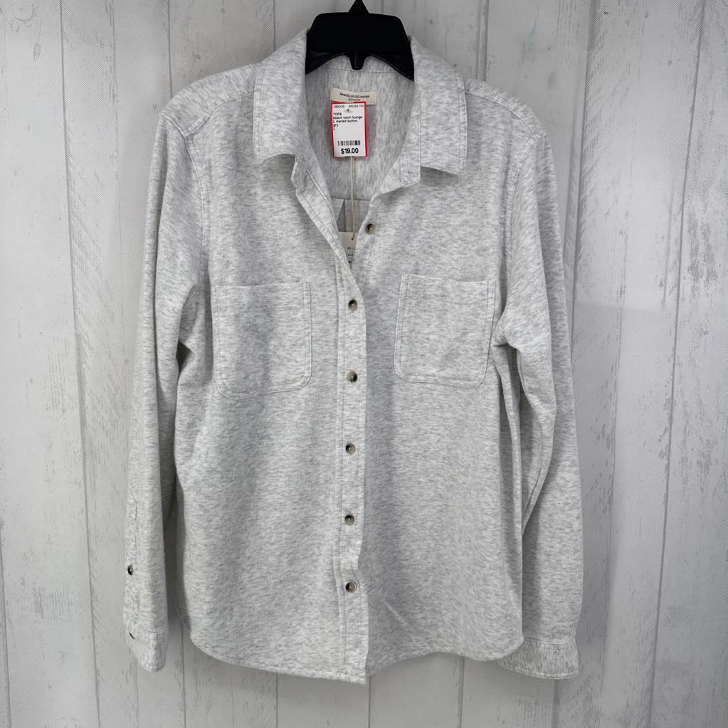 L marled button down l/s top
