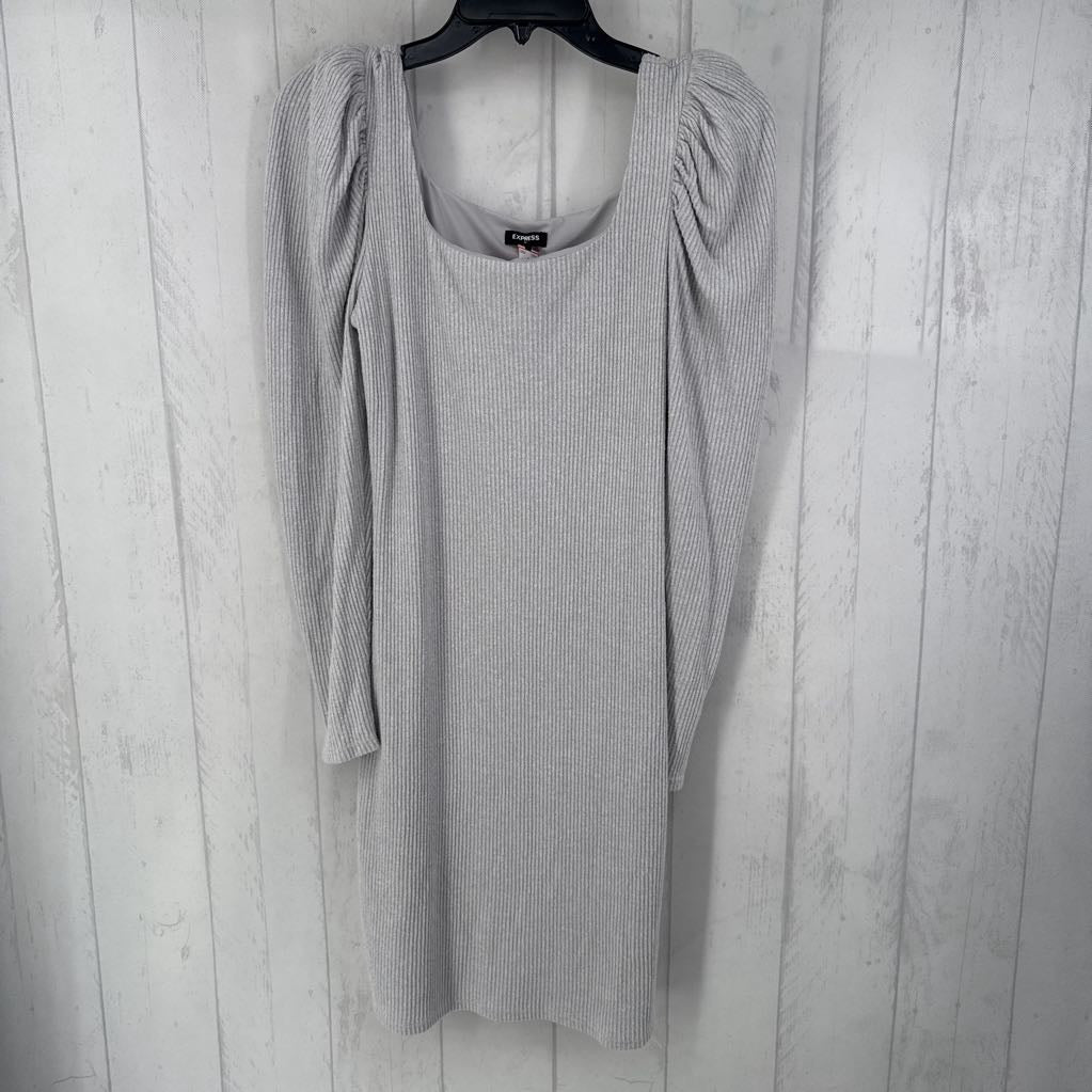 S rib knit square neck l/s dress