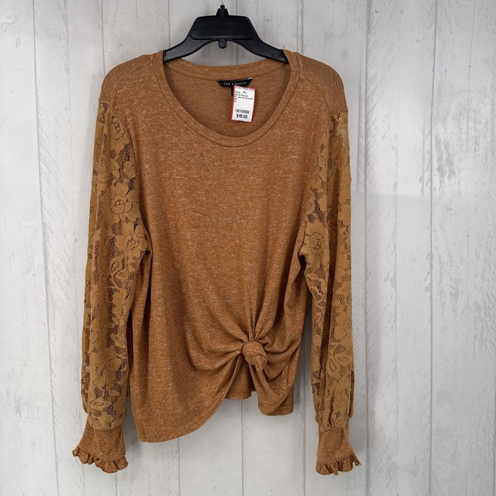 XL lace slv knotted top