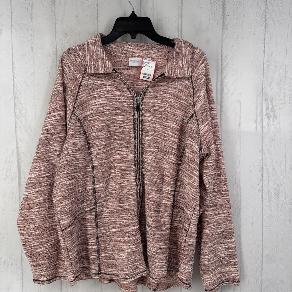 XL l/s tweed zip blazer