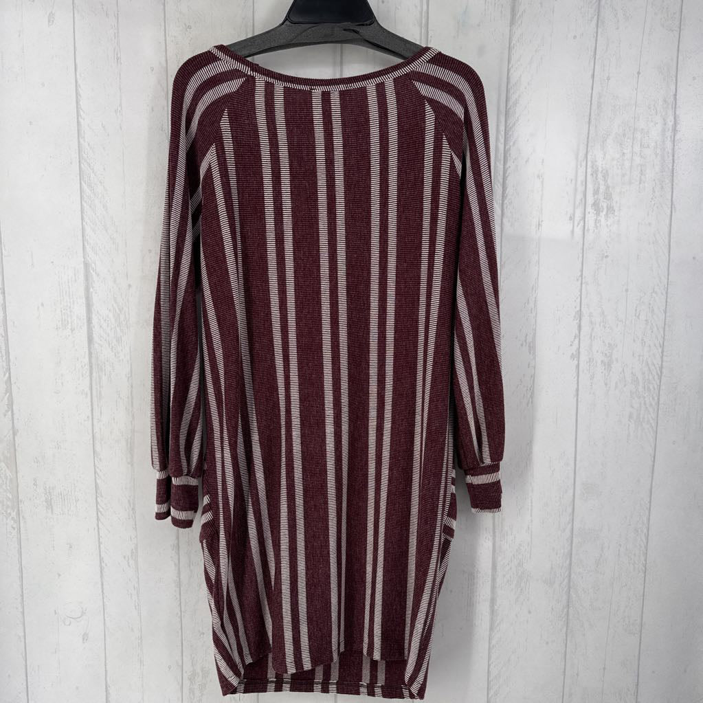 L l/s stripe pocket dress