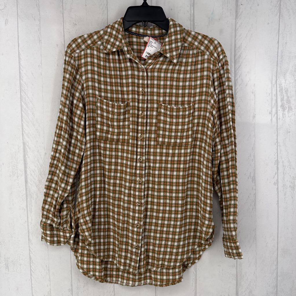 XS plaid button down l/s top