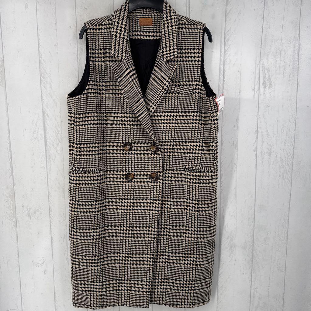 M slvls houndstooth double breasted dress