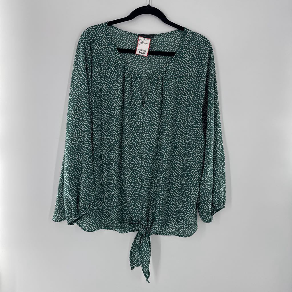 XXL printed notch neck l/s top