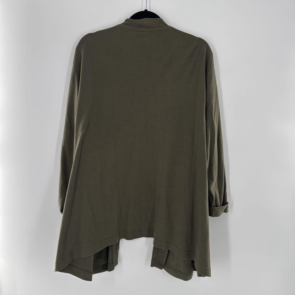 3X lightweight open front tab slv cardi