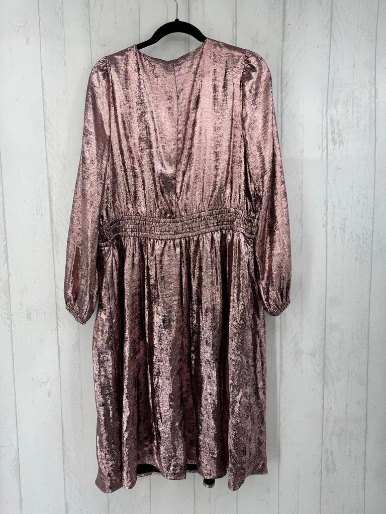 R100 18/20 l/s metallic smocked waist dress