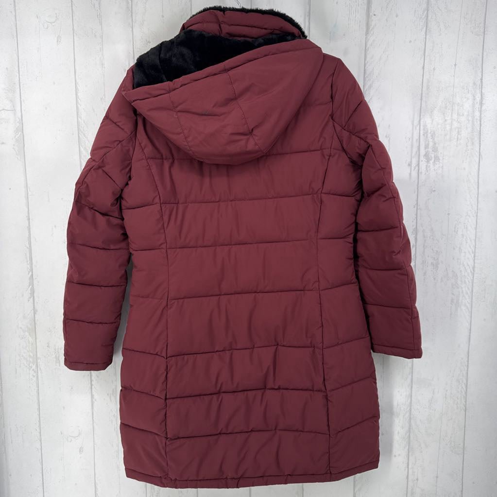 S puffer coat w/ faux fur lined hood & collar