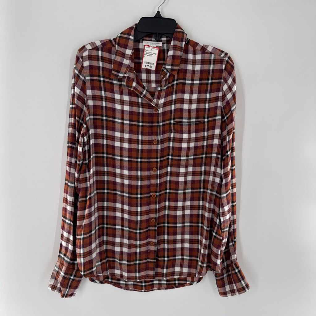 L plaid button down l/s top