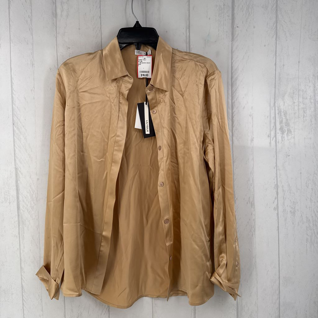 L silk button down l/s top