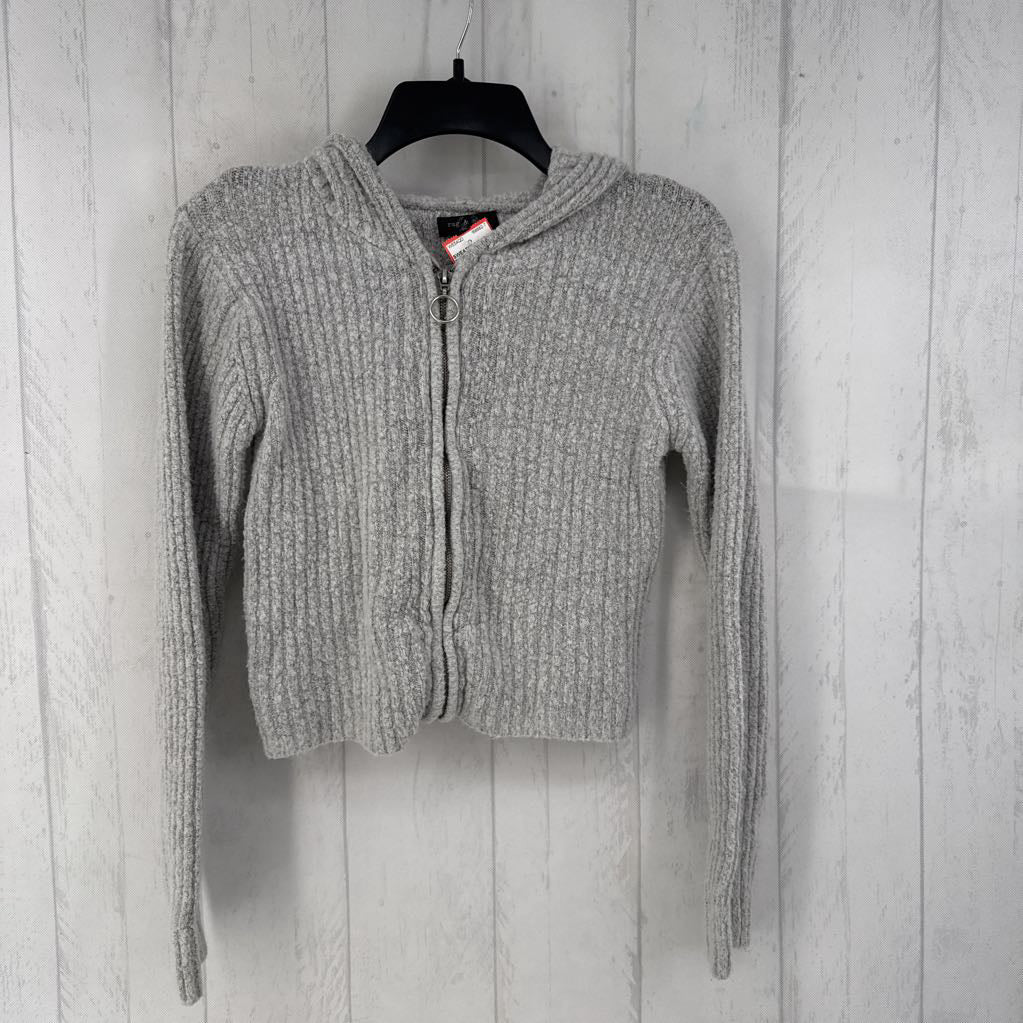 XXS rib knit zip-up crop sweater
