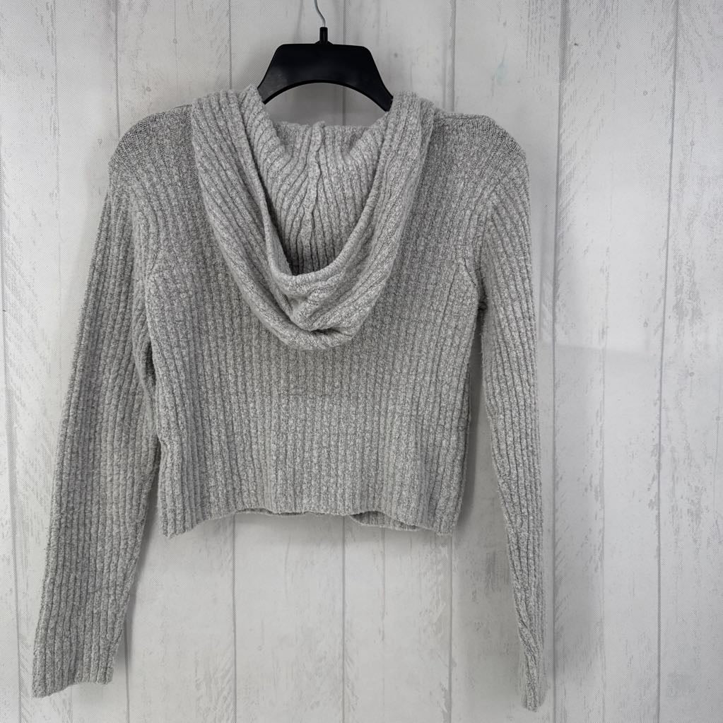 XXS rib knit zip-up crop sweater