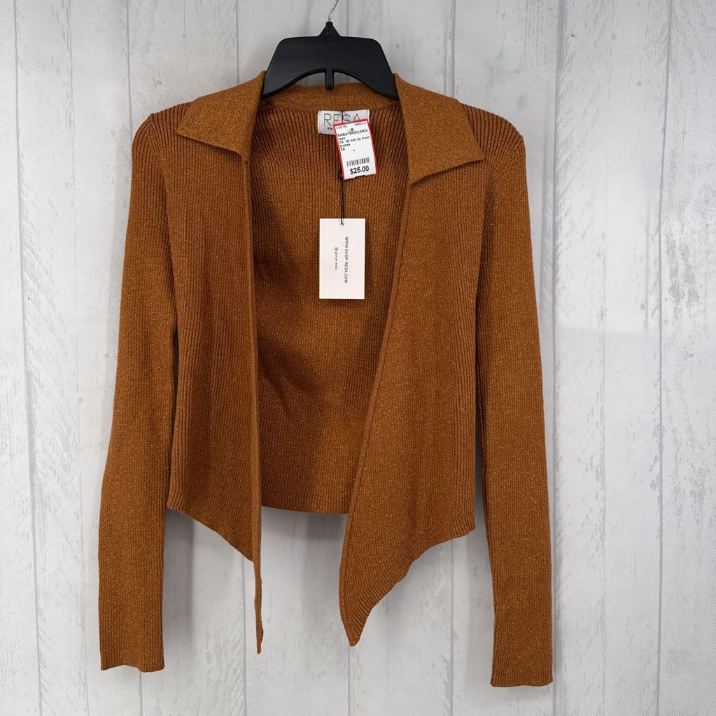 XS rib knit tie front l/s cardi