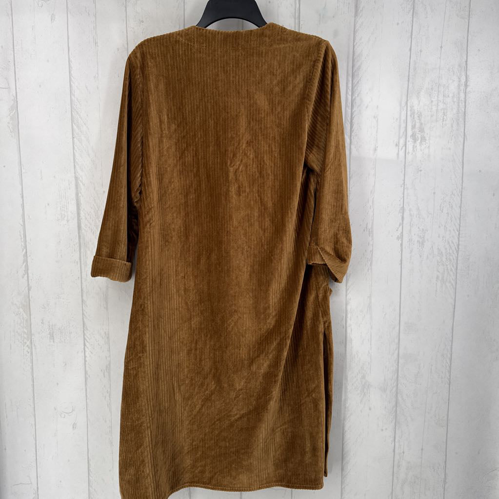 L ribbed velour 3/4 slv cardi