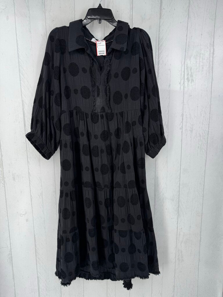 XL textured tiered 3/4 slv dress