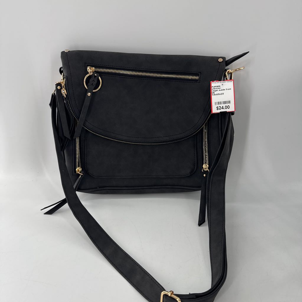 vegan suede front flap crossbody