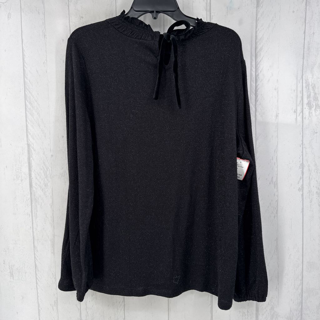 1X sparkly bow front l/s top