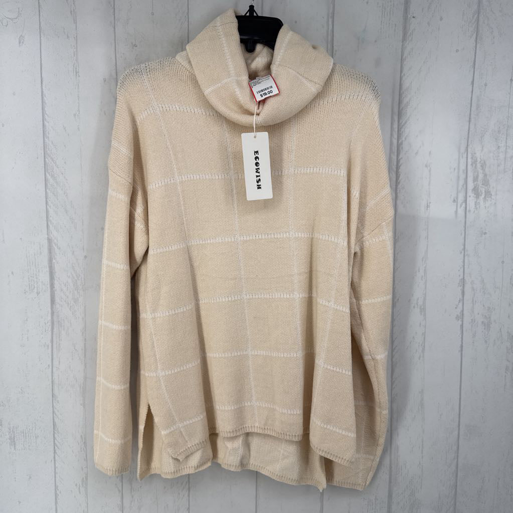 S checkered cowl neck sweater