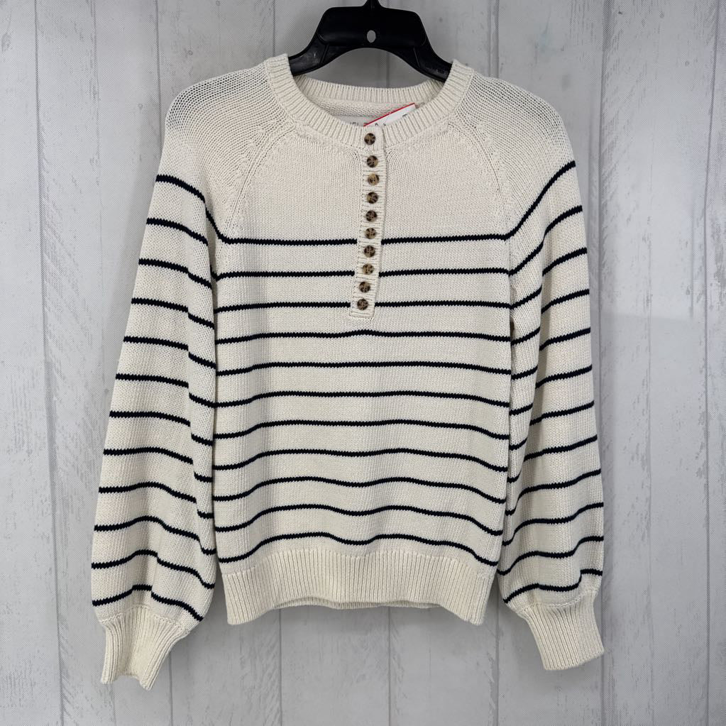 XS striped button front sweater