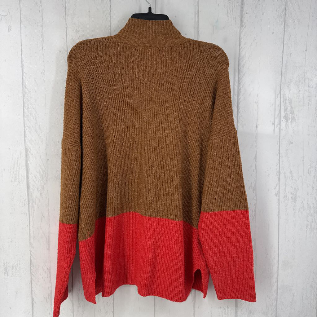 XL mock neck colorblock sweater