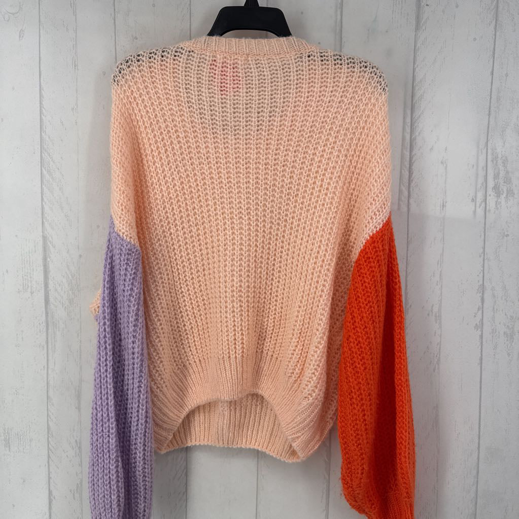 M mock neck colorblock sweater