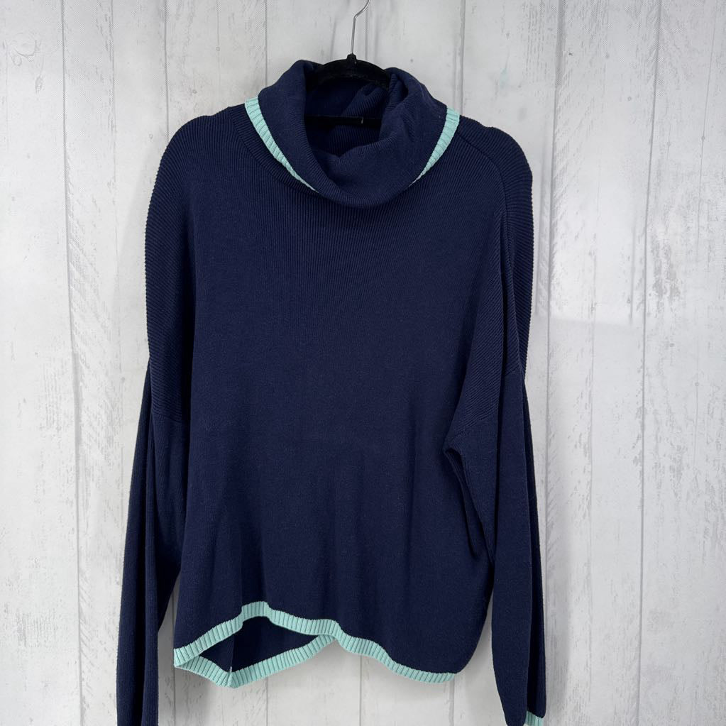 1X cowl neck drop shoulder sweater