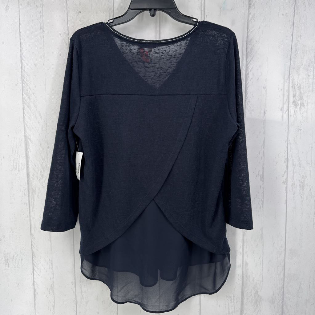 R58 L 3/4 slv studded v-neck top