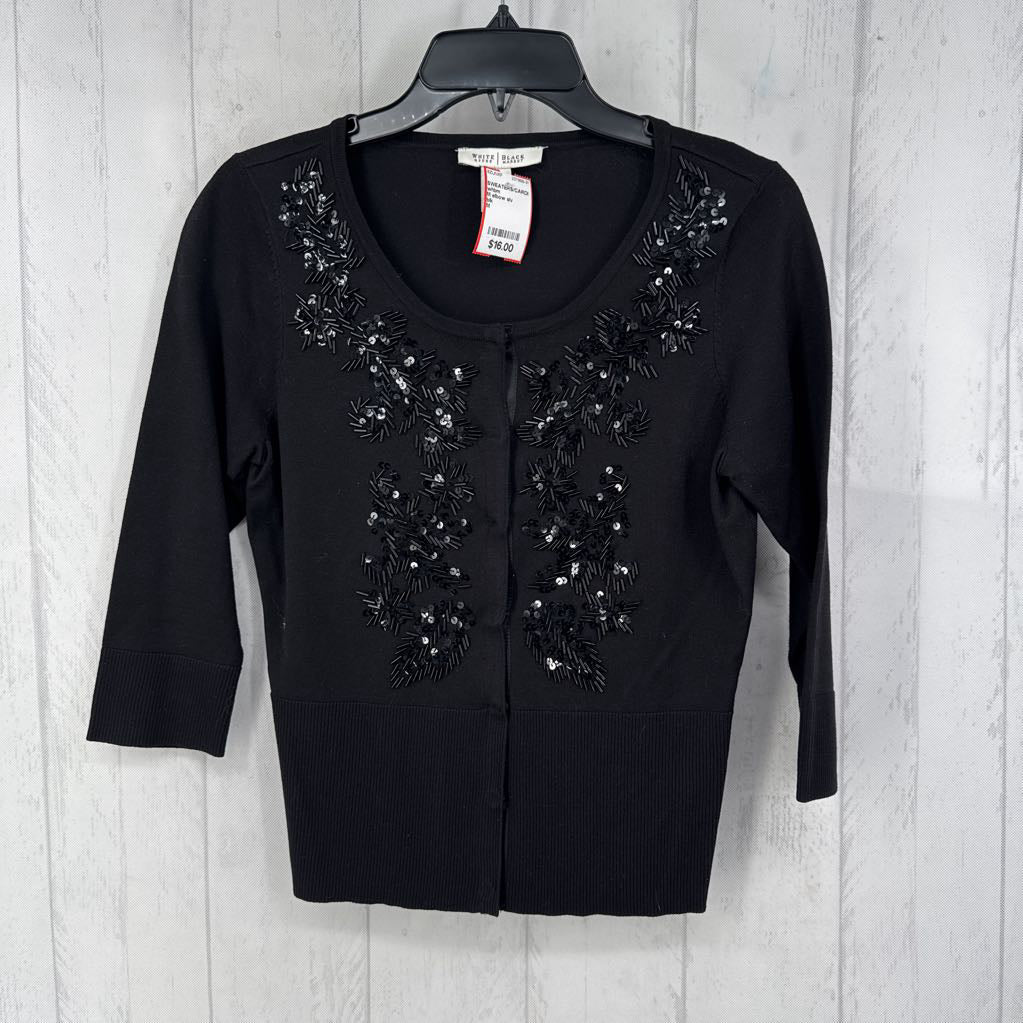 M elbow slv embellished button cardigan