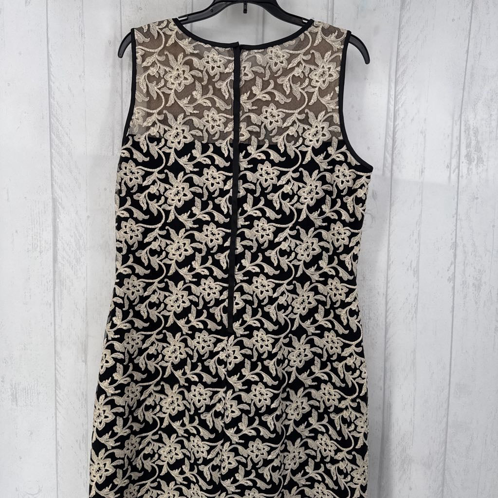14 slvls gold embroidered illusion sheath dress