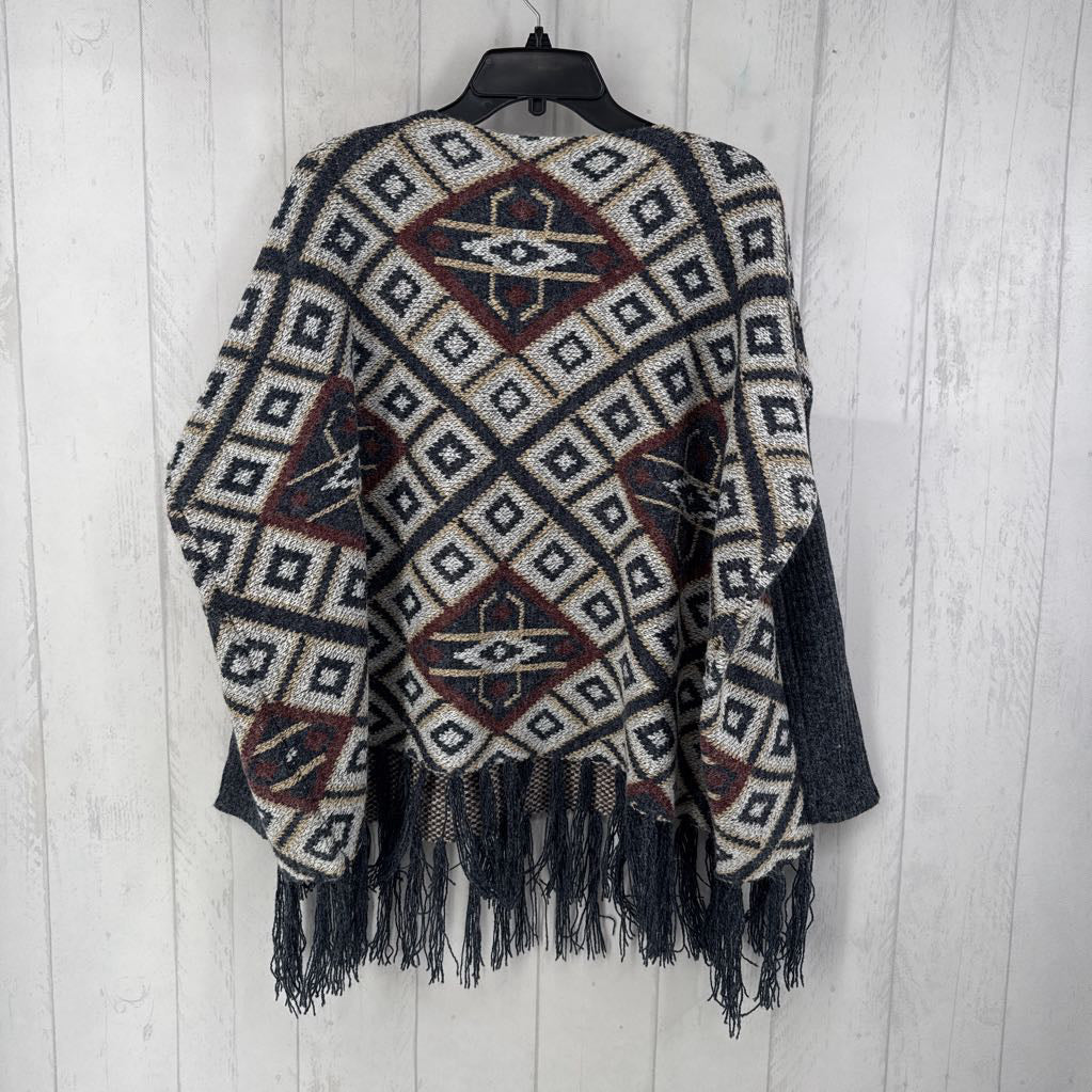 O/S fringe hem drop shoulder sweater