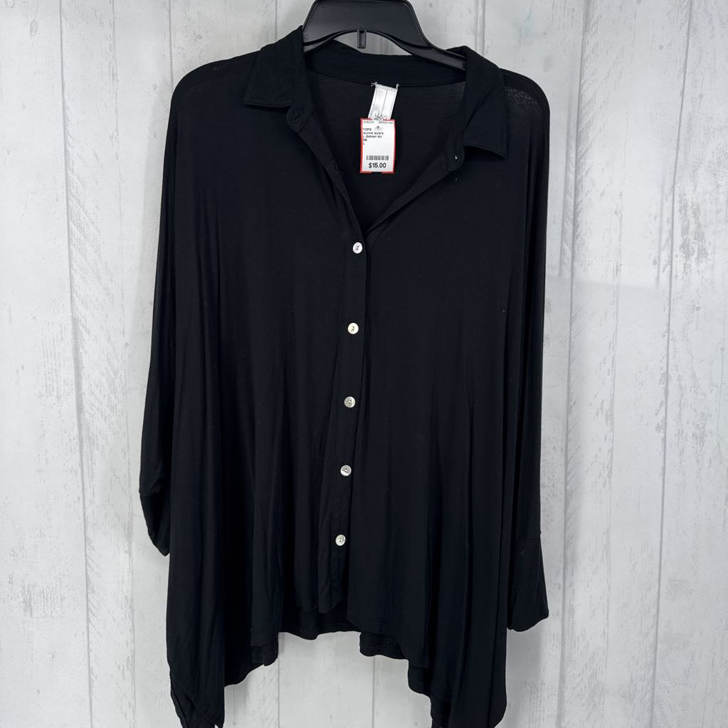 L dolman slv oversized button top
