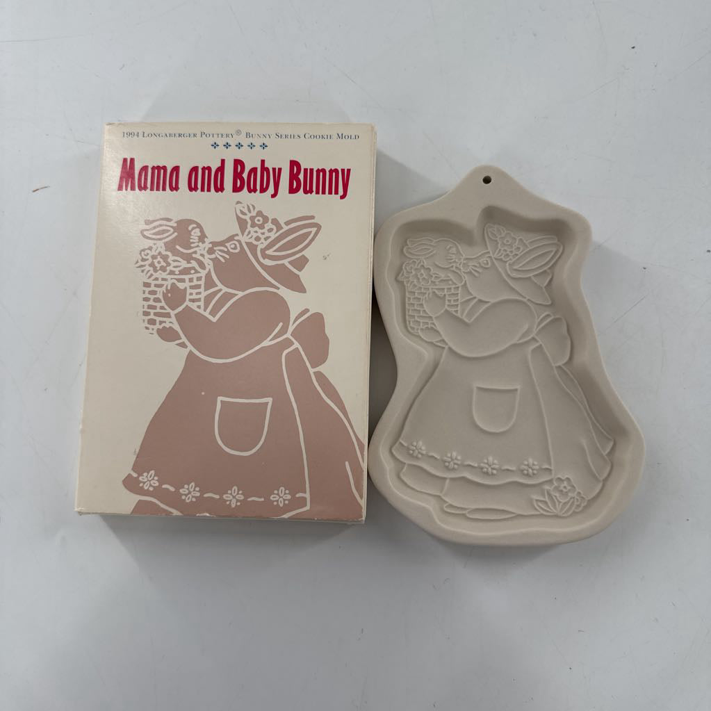longaberger cookie mold-mama and baby bunny