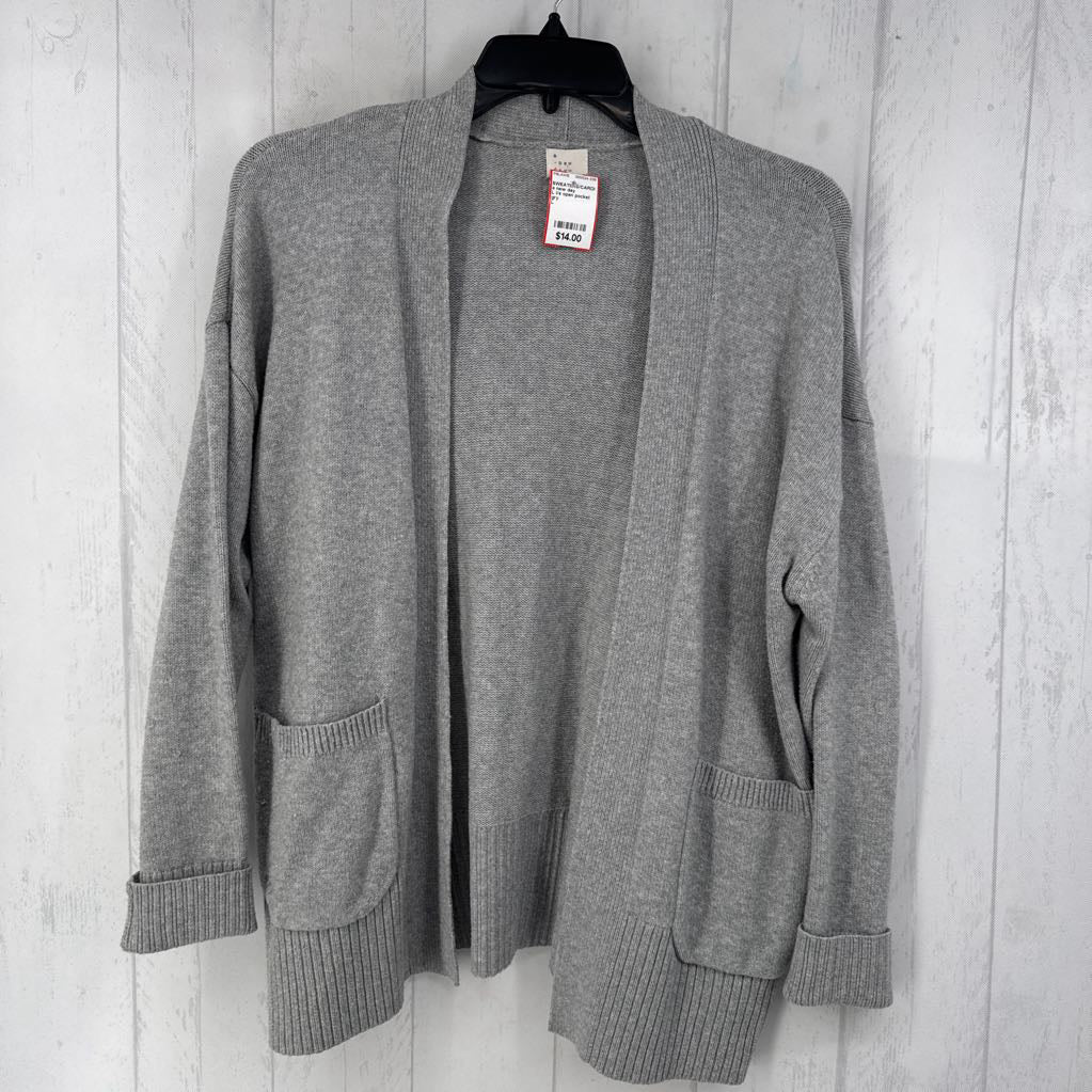 L l/s open pocket cardigan