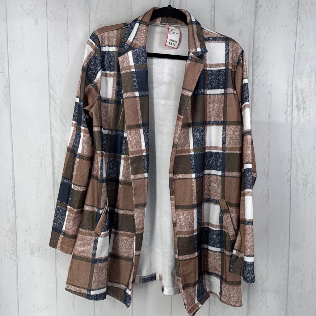 XXL l/s open plaid blazer