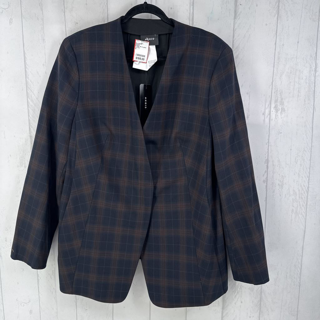 R2990 16 l/s plaid snap blazer