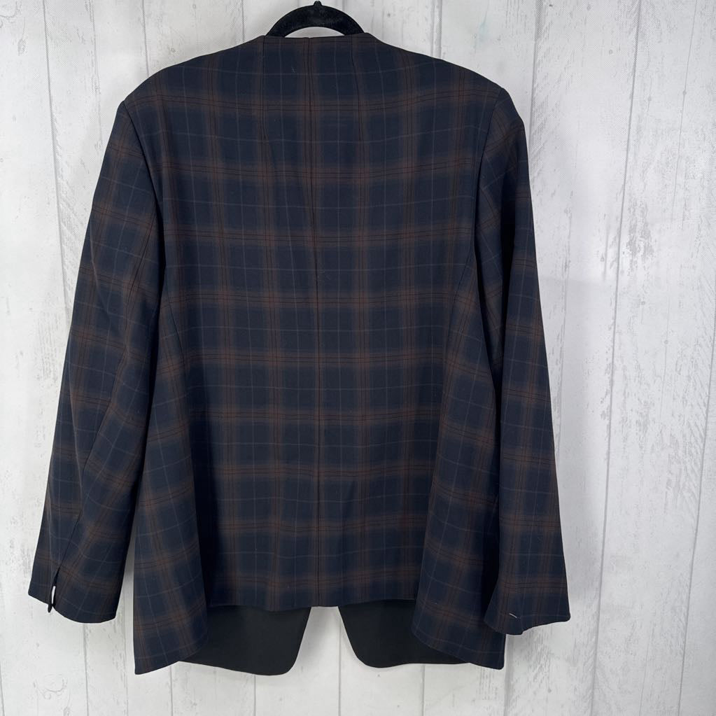 R2990 16 l/s plaid snap blazer