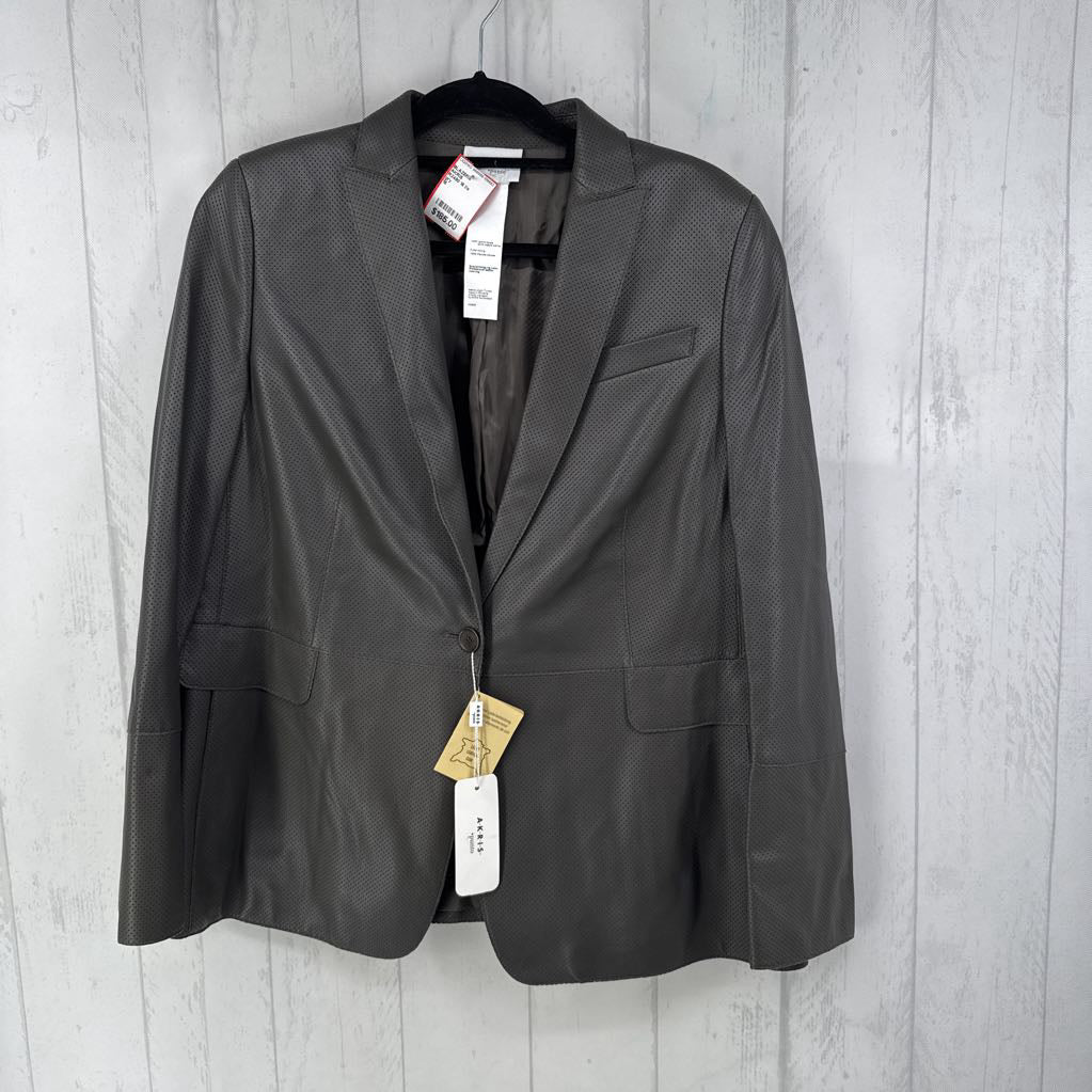 R2490 16 l/s perforated button leather blazer