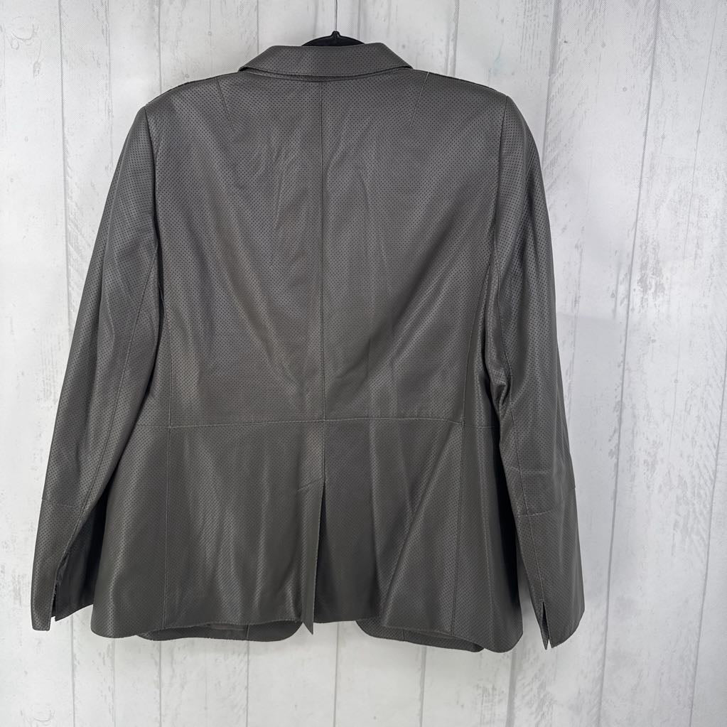 R2490 16 l/s perforated button leather blazer