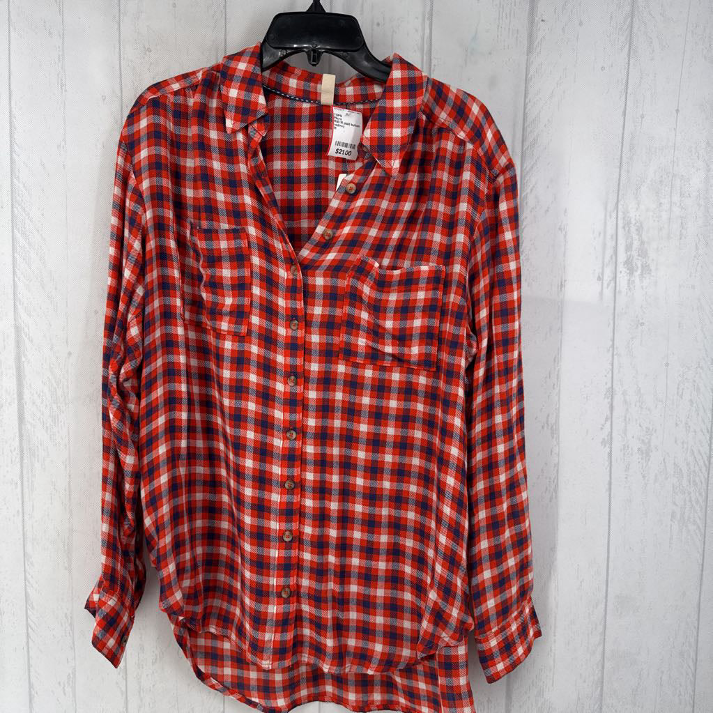 R60 M plaid button down l/s top