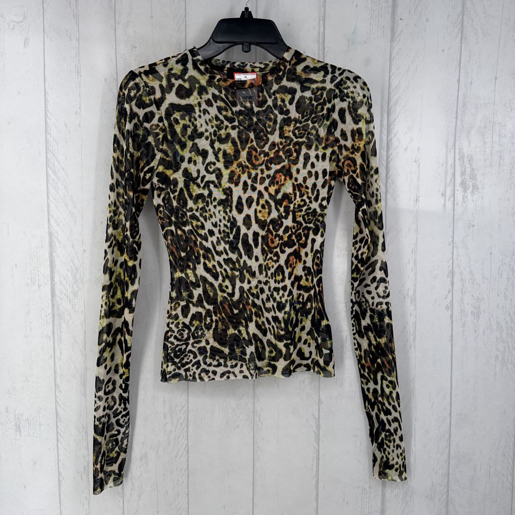 S/P mesh animal print l/s top