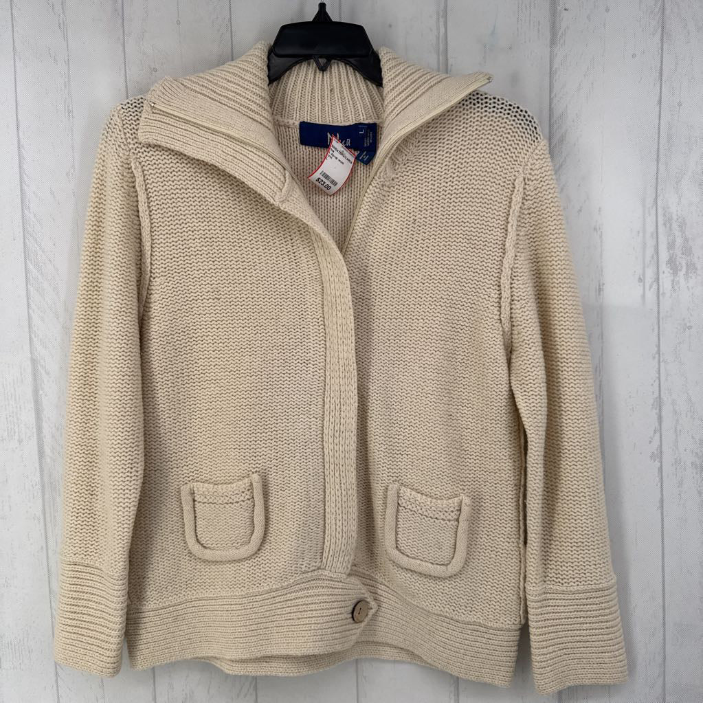L zip-up wool sweater