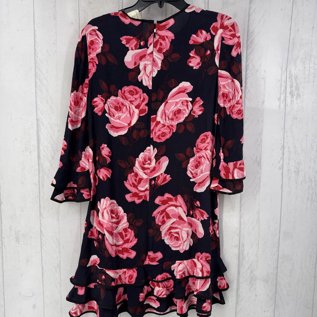 XS flo print ruffled 3/4 slv dress
