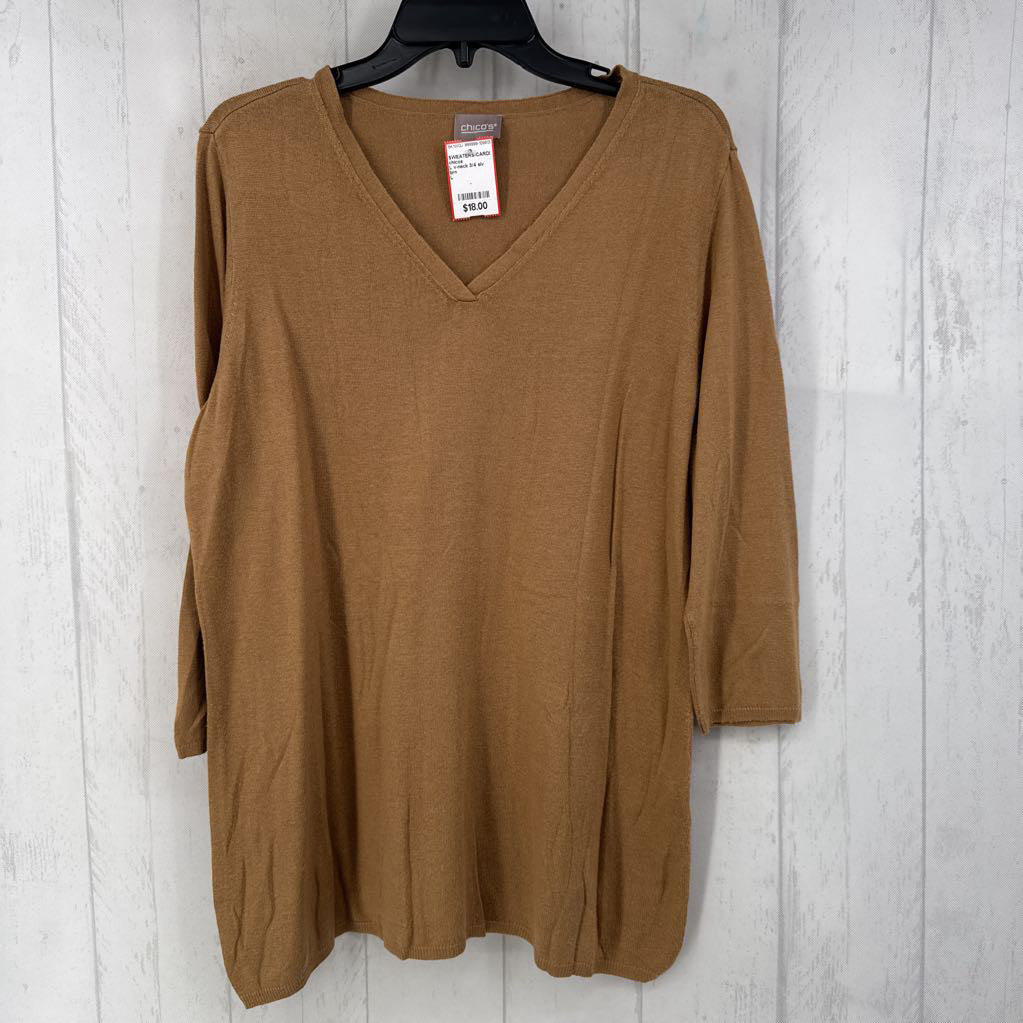 L v-neck 3/4 slv sweater